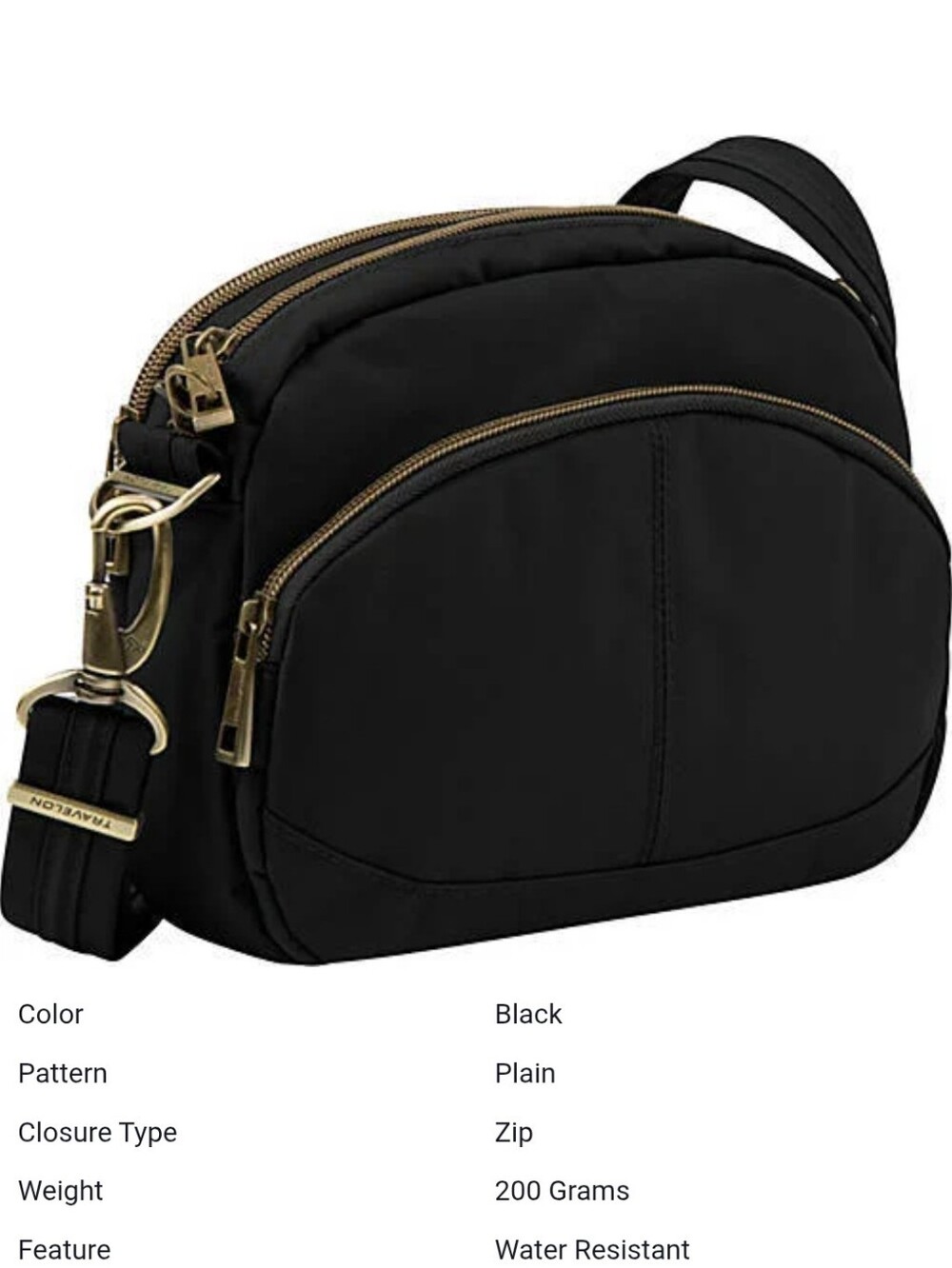 Travelon Anti-Theft Rare Signature East/West Crossbody Bag Black Gold Blue